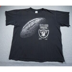 Vintage Raiders Shirt Mens XLarge Black NFL Football Tee 90s Salem Sportswear